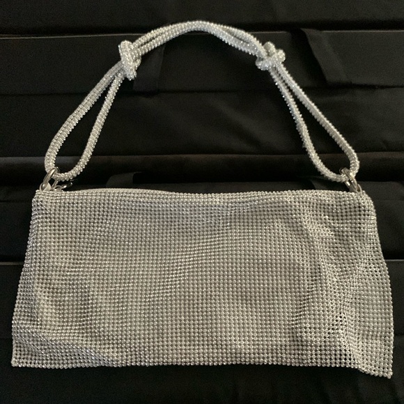 Rhinestone sparkly, silver clutch purse/handbag - Picture 3 of 10